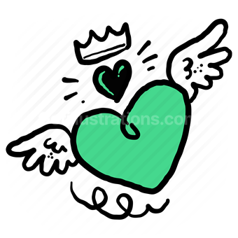 romance, romantic, valentine, love, heart, wings, crown